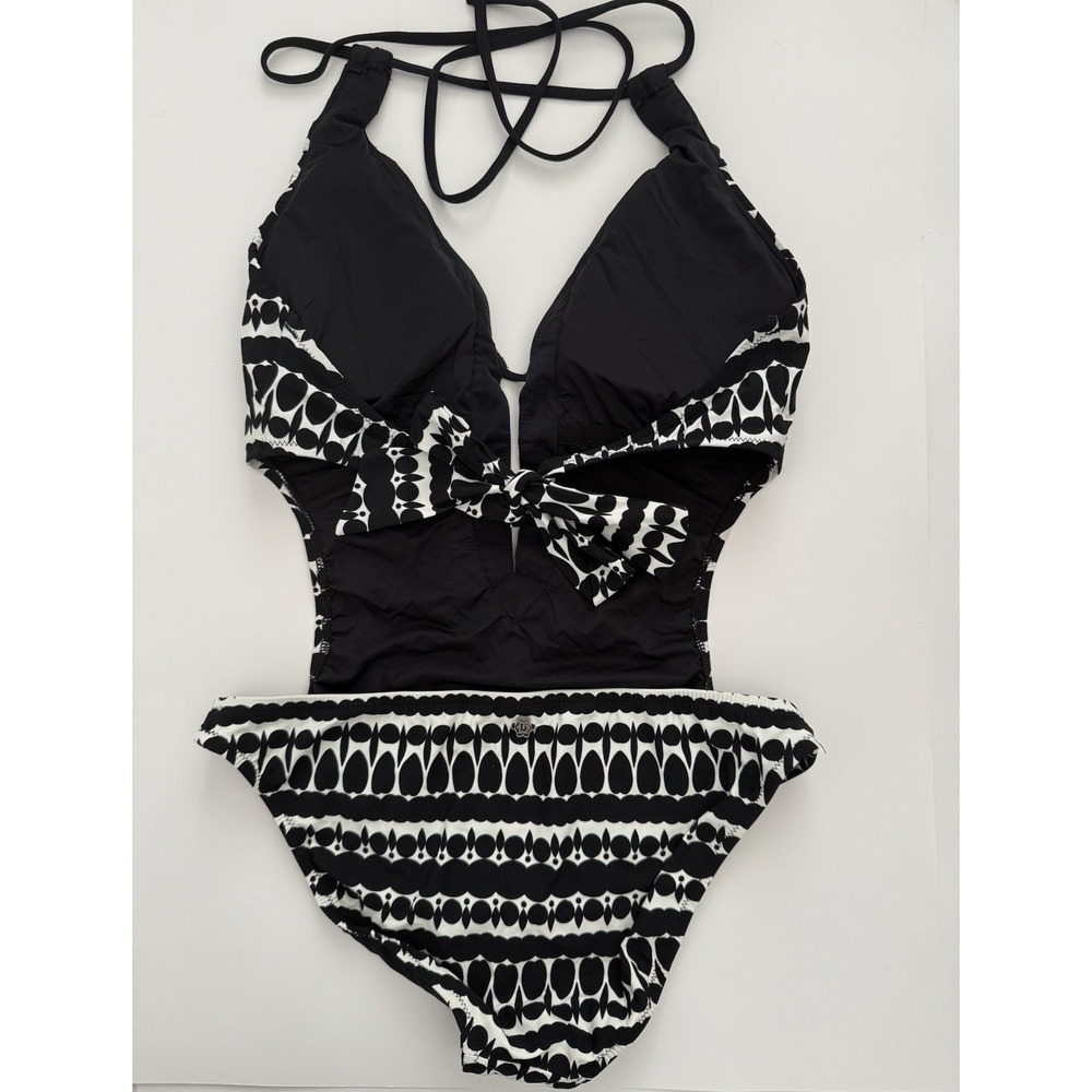 Nanette Lepore Grand Bazaar Seductress Monokini Beaded Plunge Cutout Halter L - Picture 2 of 10